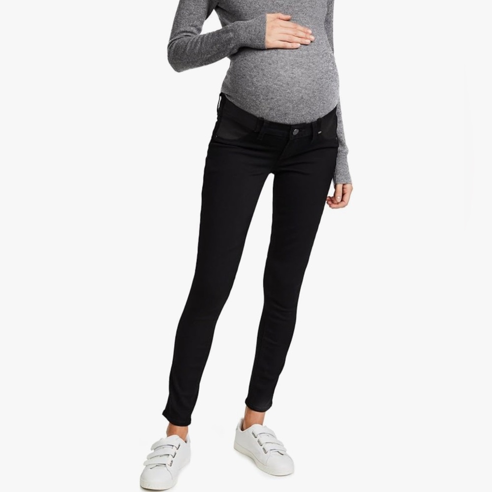 PAIGE Women's Maternity Verdugo Ultra Skinny with Elastic Insets in Black Shadow
